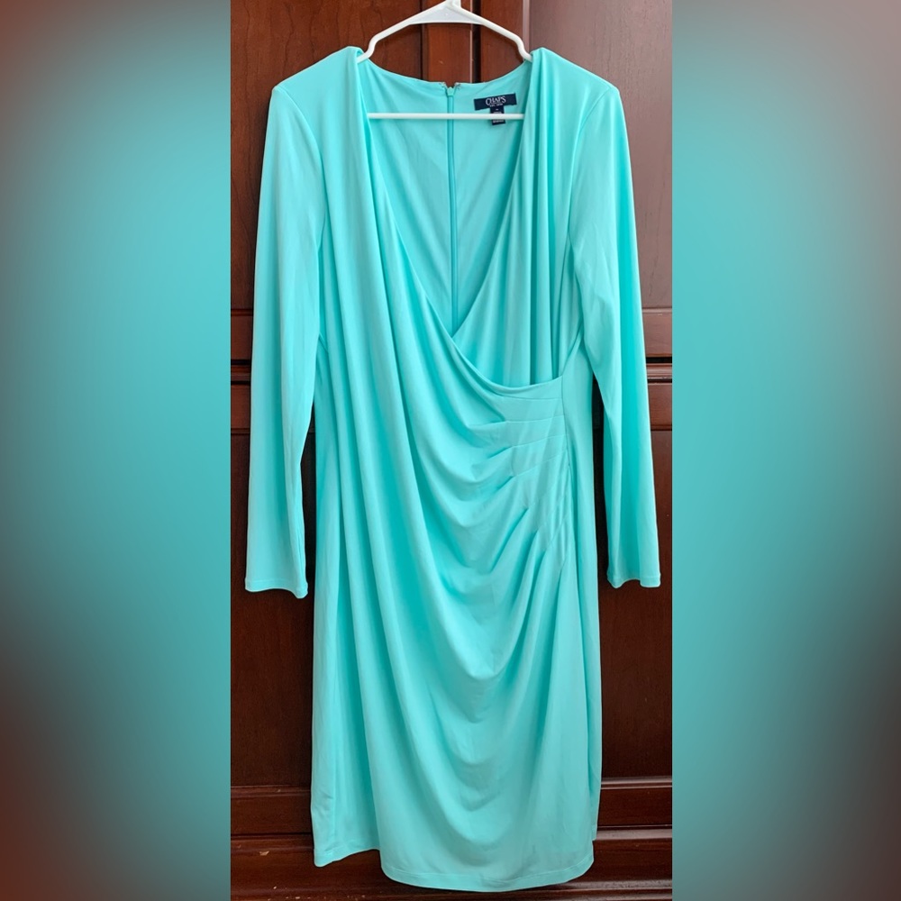 Chaps Mint Colored Ruched Side Dress